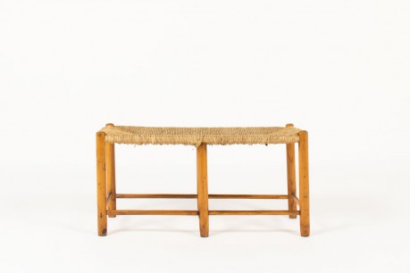 2 seat bench solid pine and natural straw 1950