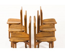 Chaises Pierre Gautier Delaye en pin modèle Grain de Café 1960 set de 6