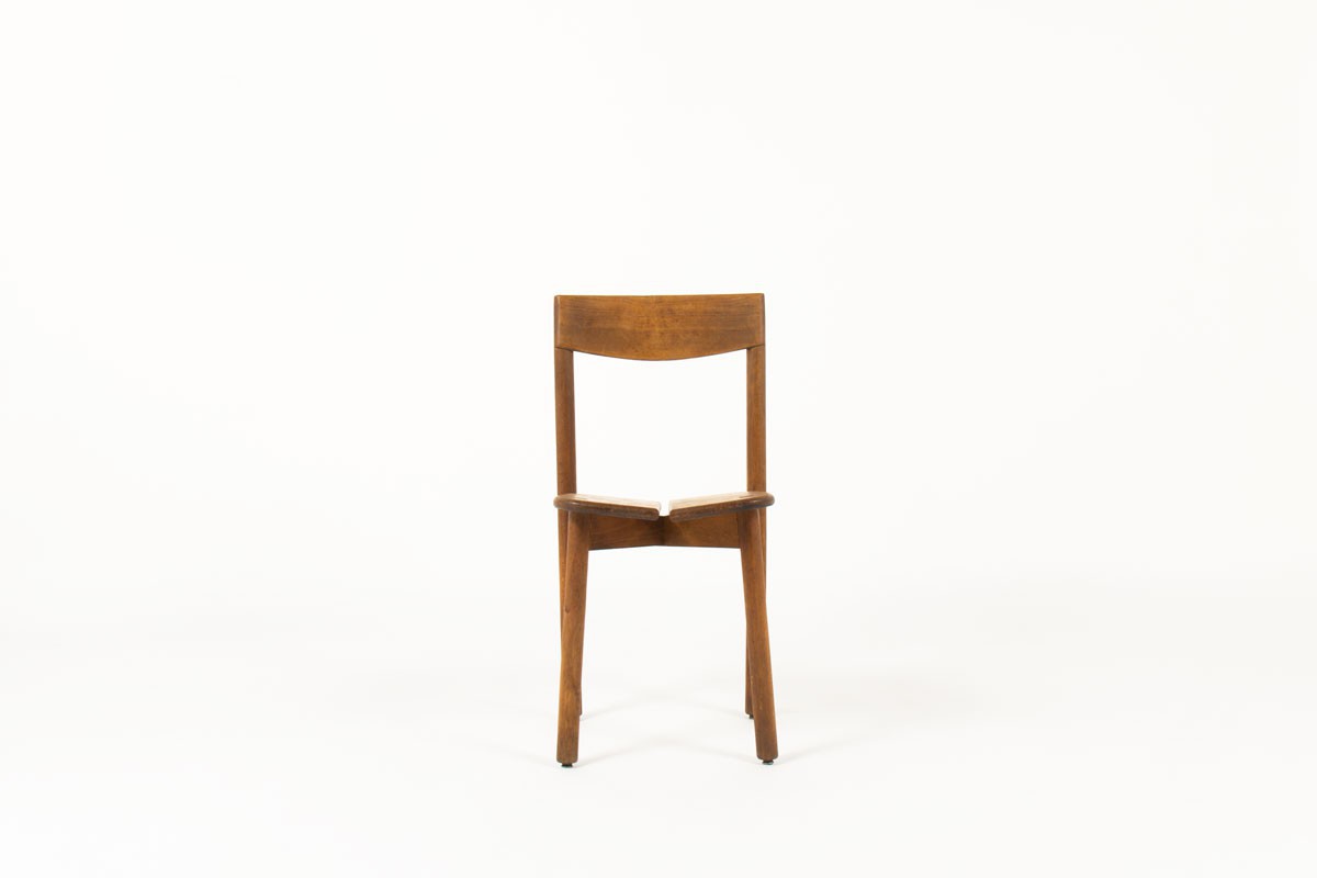 Pierre Gauthier Delaye chairs in pine model Grain de Café 1960 set of 6