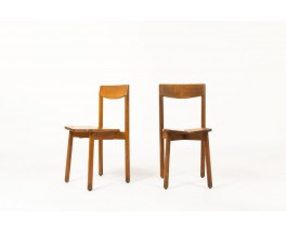 Chaises Pierre Gautier Delaye en pin modèle Grain de Café 1960 set de 6