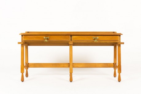Console Guillerme et Chambron en chêne et laiton édition Votre Maison 1950