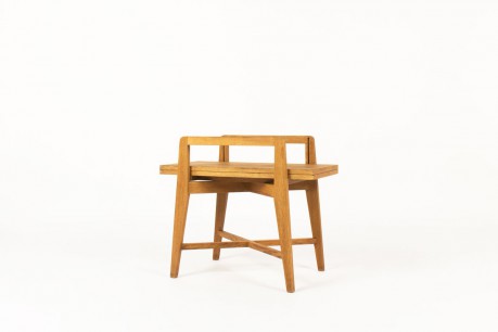 Convertible console table in solid oak reconstruction design 1950