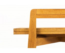 Convertible console table in solid oak reconstruction design 1950