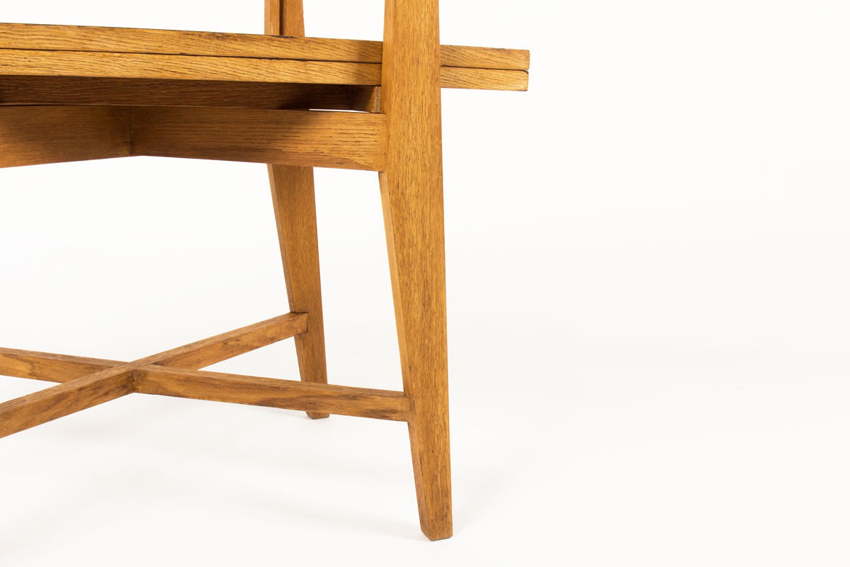 Convertible console table in solid oak reconstruction design 1950