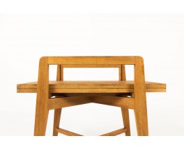 Convertible console table in solid oak reconstruction design 1950