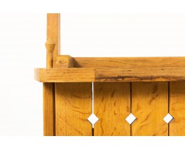 Console table Guillerme and Chambron in solid oak and green ceramic edited by Votre Maison 1950