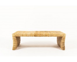 Rectangulaire coffee table in large natural rope 1950