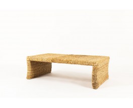 Rectangulaire coffee table in large natural rope 1950