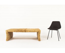 Rectangulaire coffee table in large natural rope 1950