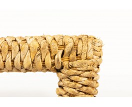 Rectangulaire coffee table in large natural rope 1950