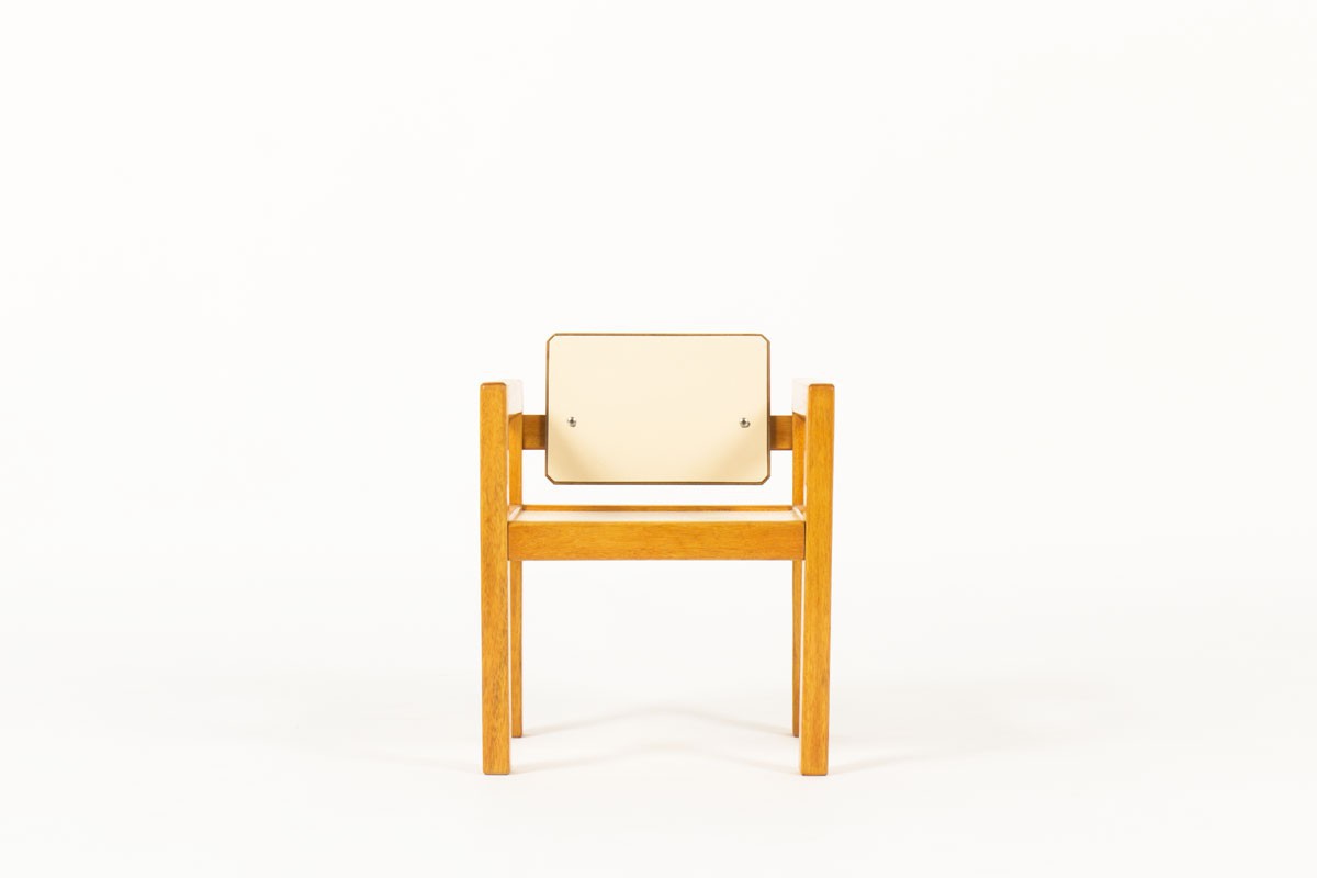 André Sornay kid chair in solid mahogany and white off Isorel 1960