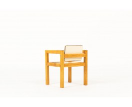 André Sornay kid chair in solid mahogany and white off Isorel 1960