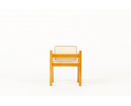 André Sornay kid chair in solid mahogany and white off Isorel 1960