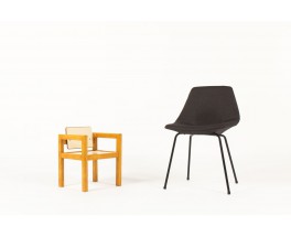 André Sornay kid chair in solid mahogany and white off Isorel 1960