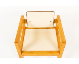 André Sornay kid chair in solid mahogany and white off Isorel 1960