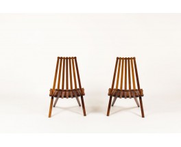 Stackable armchairs in mahogany scandinavian design 1970 set of 2