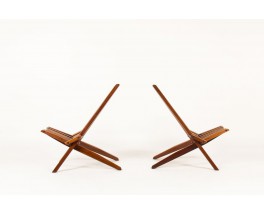 Fauteuils pliants en acajou design scandinave 1970 set de 2