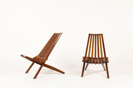 Stackable armchairs in mahogany scandinavian design 1970 set of 2