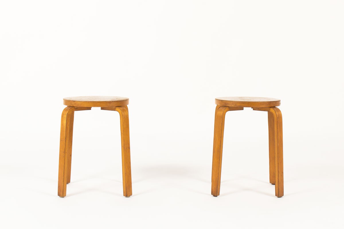 Alvar Aalto stools model E60 edition Artek 1930 set of 2
