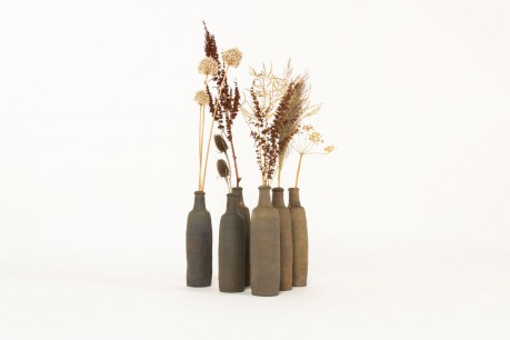 Vases forme bouteille en grès 1950 set de 7