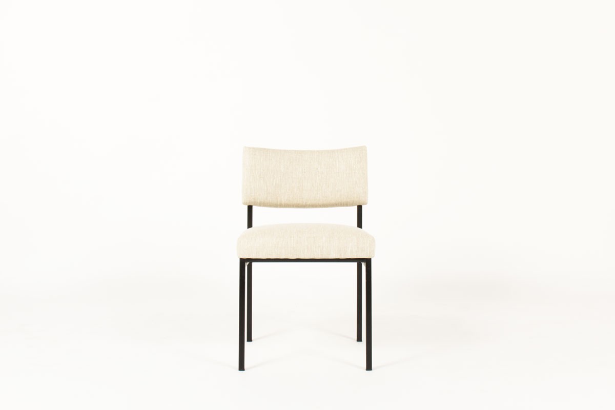 Joseph Andre Motte chairs model 764 beige linen edition Steiner 1950 set of 8