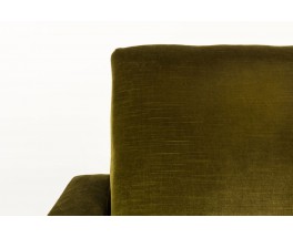 Fauteuil club velours vert et pieds bois design Art déco 1930