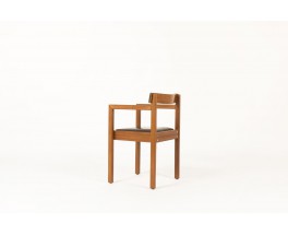 Fauteuil de bureau André Sornay en acajou et skai marron 1960