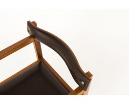 André Sornay office armchair in mahogany and brown leatherette 1960