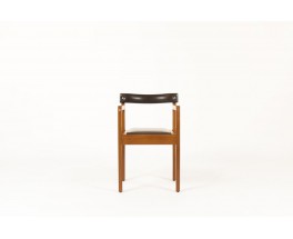 André Sornay office armchair in mahogany and brown leatherette 1960