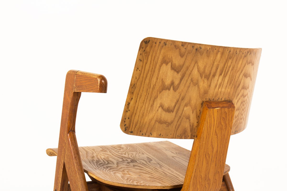 Robin Day armchair model Hillestak oak edition Hille 1950