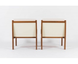 Andre Sornay armchairs in mahogany with beige fabric 1950 set of 2