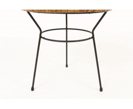 Roberto Mango coffee table in black metal and wicker 1950