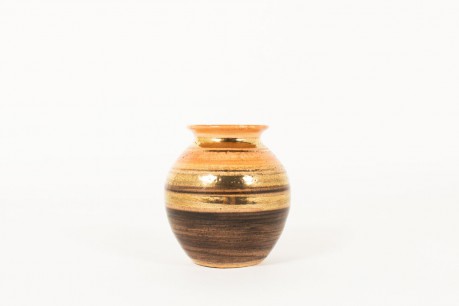 Vase Georges Pelletier céramique marron doré 1970