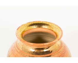 Vase Georges Pelletier céramique marron doré 1970