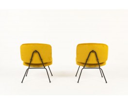 Pierre Paulin low chairs model CM190 in yellow velvet edition Thonet 1950 set of 2