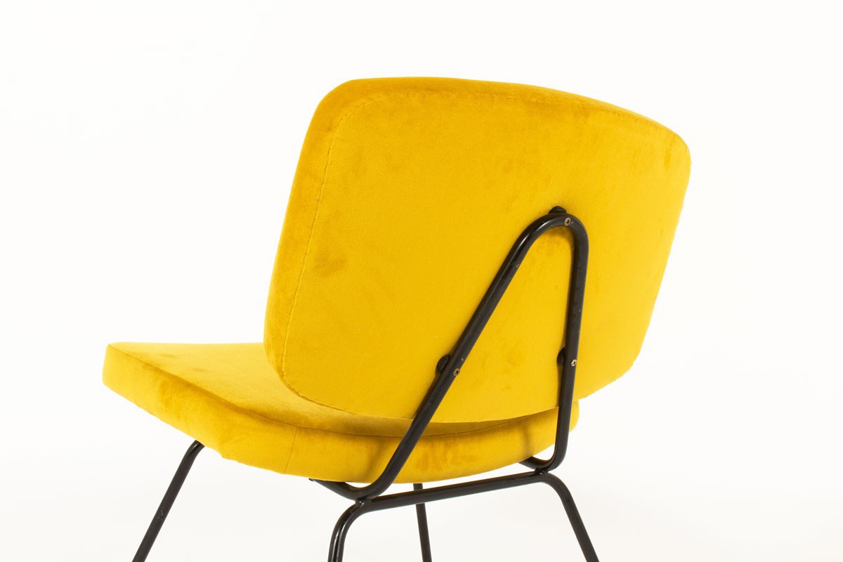 Pierre Paulin low chairs model CM190 in yellow velvet edition Thonet 1950 set of 2