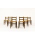 Chairs in tinted beech and straw seat 1950 set of 6
