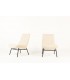 Fauteuils Pierre Guariche modèle SK660 tissu beige édition Steiner 1950 set de 2