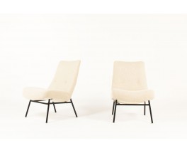 Pierre Guariche armchairs model SK660 in beige fabric edition Steiner 1950 set of 2