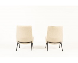 Pierre Guariche armchairs model SK660 in beige fabric edition Steiner 1950 set of 2