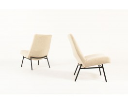 Pierre Guariche armchairs model SK660 in beige fabric edition Steiner 1950 set of 2