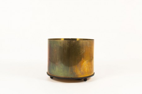 Round planter in solid brass large model with wheels 1950