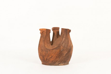 Sculpture en grès marron brut design forme libre 1950