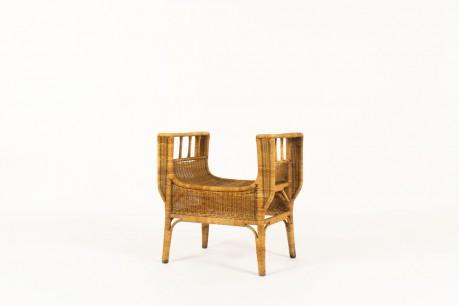 Stool in braided rattan 1950