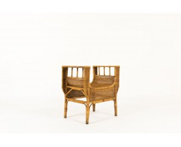 Stool in braided rattan 1950