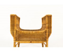 Stool in braided rattan 1950