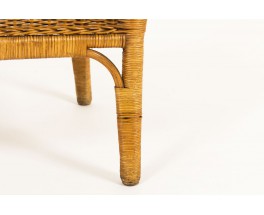 Tabouret en rotin tressé 1950