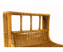 Stool in braided rattan 1950