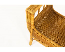 Tabouret en rotin tressé 1950