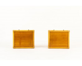 Nightstands in bamboo and mahogany 1950 set of 2